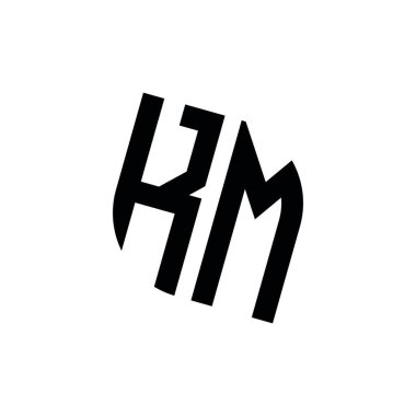 Beyaz arkaplanda izole edilmiş geometrik şekil vektör monogram tasarım şablonu olan KM logosu