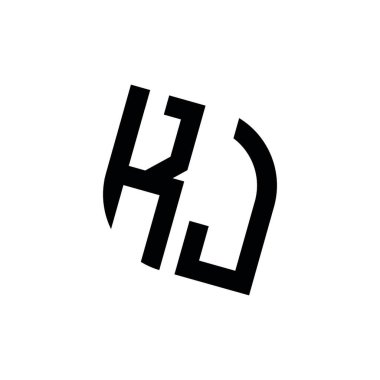 Beyaz arkaplanda izole edilmiş geometrik şekil vektör monogram tasarım şablonu olan KJ logosu