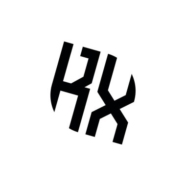 Beyaz arkaplanda izole edilmiş geometrik şekil vektör monogram tasarım şablonu olan KX logosu