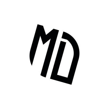 Beyaz arkaplanda izole edilmiş geometrik şekil vektör monogram tasarım şablonu olan MD logosu