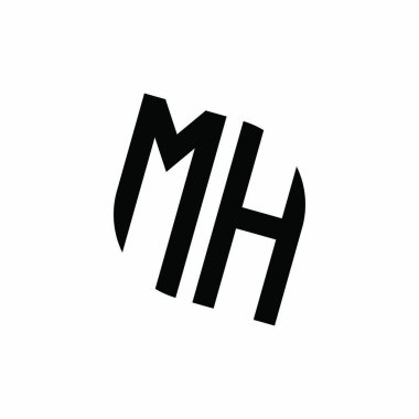 Beyaz arkaplanda izole edilmiş geometrik şekil vektör monogram tasarım şablonu olan MH logosu