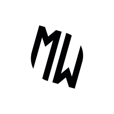Beyaz arkaplanda izole edilmiş geometrik şekil vektör monogram tasarım şablonu olan MW logosu