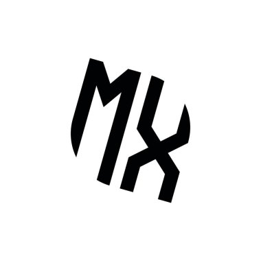 Beyaz arkaplanda izole edilmiş geometrik şekil vektör monogram tasarım şablonu olan MX logosu