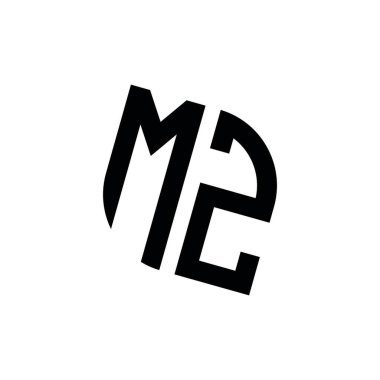 Beyaz arkaplanda izole edilmiş geometrik şekil vektör monogram tasarım şablonu olan MZ logosu