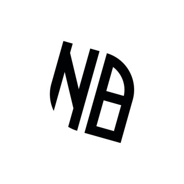 Beyaz arkaplanda izole edilmiş geometrik şekil vektör monogram tasarım şablonu olan NB logosu