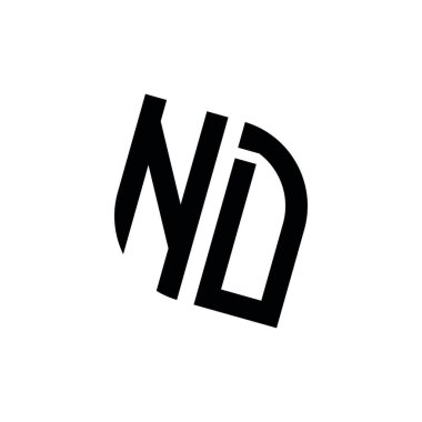 Beyaz arkaplanda izole edilmiş geometrik şekil vektör monogram tasarım şablonu olan ND logosu