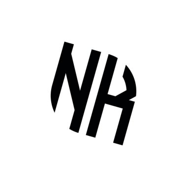 Beyaz arkaplanda izole edilmiş geometrik şekil vektör monogram tasarım şablonu olan NK logosu