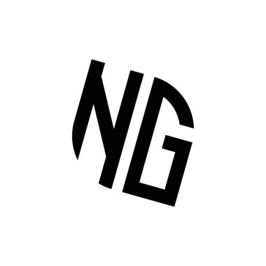 Beyaz arkaplanda izole edilmiş geometrik şekil vektör monogram tasarım şablonu olan NG logosu