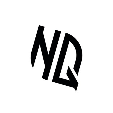 Beyaz arkaplanda izole edilmiş geometrik şekil vektör monogram tasarım şablonu olan NQ logosu