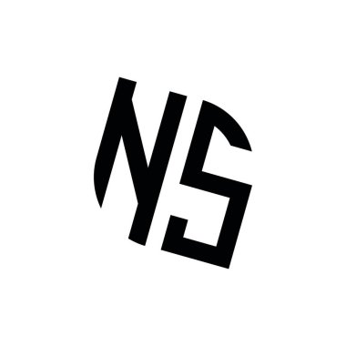 Beyaz arkaplanda izole edilmiş geometrik şekil vektör monogram tasarım şablonu olan NS logosu