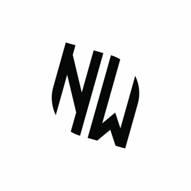 Beyaz arkaplanda izole edilmiş geometrik şekil vektör monogram tasarım şablonu olan NW logosu