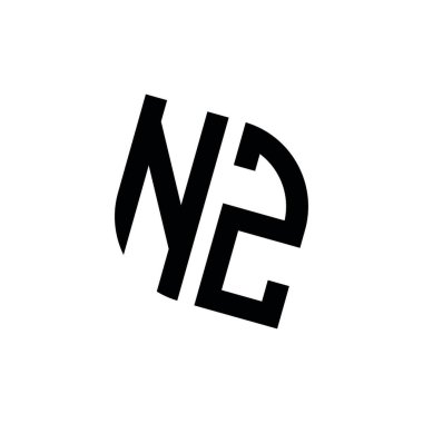 Beyaz arkaplanda izole edilmiş geometrik şekil vektör monogram tasarım şablonuna sahip NZ logosu
