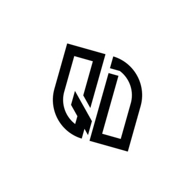 Beyaz arkaplanda izole edilmiş geometrik şekil vektör monogram tasarım şablonu olan QD logosu