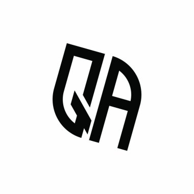 Beyaz arkaplanda izole edilmiş geometrik şekil vektör monogram tasarım şablonuna sahip QA logosu