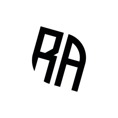 Beyaz arkaplanda izole edilmiş geometrik şekil vektör monogram tasarım şablonu olan RA logosu