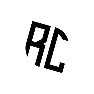 Beyaz arkaplanda izole edilmiş geometrik şekil vektör monogram tasarım şablonu olan RC logosu