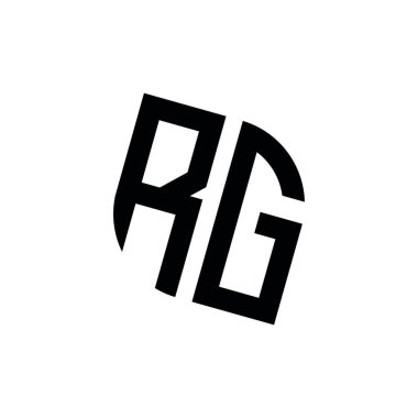 Beyaz arkaplanda izole edilmiş geometrik şekil vektör monogram tasarım şablonu olan RG logosu