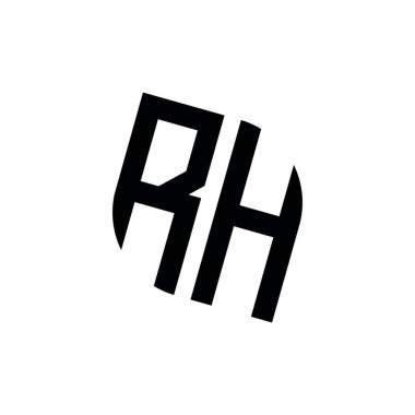 Beyaz arkaplanda izole edilmiş geometrik şekil vektör monogram tasarım şablonu olan RH logosu