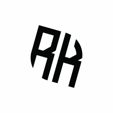 Beyaz arkaplanda izole edilmiş geometrik şekil vektör monogram tasarım şablonu olan RK logosu