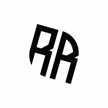 Beyaz arkaplanda izole edilmiş geometrik şekil vektör monogram tasarım şablonu olan RR logosu