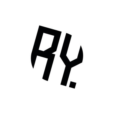 Beyaz arkaplanda izole edilmiş geometrik şekil vektör monogram tasarım şablonu içeren RY logosu