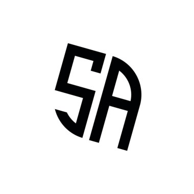 Beyaz arkaplanda izole edilmiş geometrik şekil vektör monogram tasarım şablonu olan SA logosu