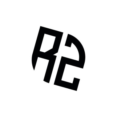 Beyaz arkaplanda izole edilmiş geometrik şekil vektör monogram tasarım şablonu olan RZ logosu