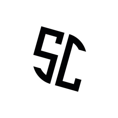 Beyaz arkaplanda izole edilmiş geometrik şekil vektör monogram tasarım şablonu olan SC logosu