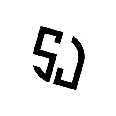 Beyaz arkaplanda izole edilmiş geometrik şekil vektör monogram tasarım şablonuna sahip SJ logosu