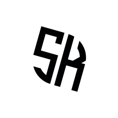 Beyaz arkaplanda izole edilmiş geometrik şekil vektör monogram tasarım şablonuna sahip SK logosu