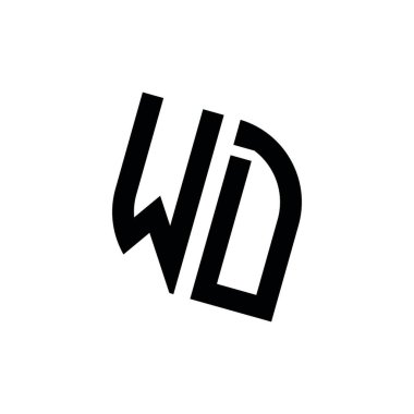 Beyaz arkaplanda izole edilmiş geometrik şekil vektör monogram tasarım şablonu olan WD logosu