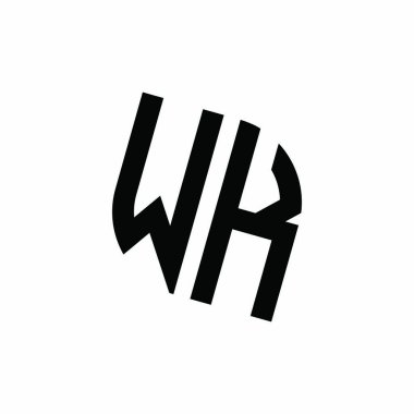Beyaz arkaplanda izole edilmiş geometrik şekil vektör monogram tasarım şablonu olan WK logosu