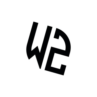 Beyaz arkaplanda izole edilmiş geometrik şekil vektör monogram tasarım şablonu olan WZ logosu