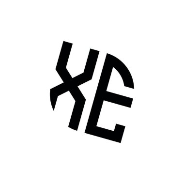 Beyaz arkaplanda izole edilmiş geometrik şekil vektör monogram tasarım şablonu olan XE logosu