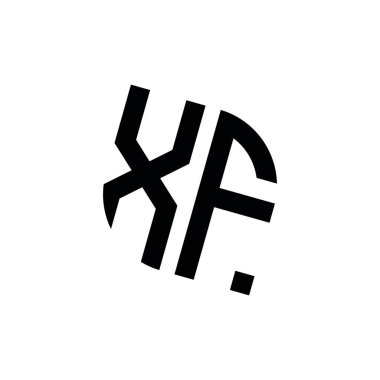 Beyaz arkaplanda izole edilmiş geometrik şekil vektör monogram tasarım şablonuna sahip XF logosu