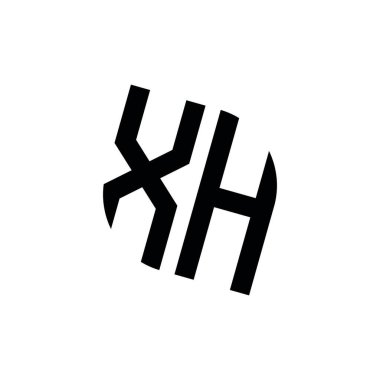 Beyaz arkaplanda izole edilmiş geometrik şekil vektör monogram tasarım şablonuna sahip XH logosu