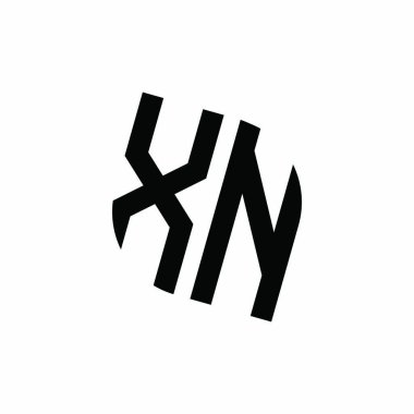 Beyaz arkaplanda izole edilmiş geometrik şekil vektör monogram tasarım şablonu olan XN logosu