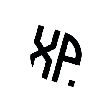 Beyaz arkaplanda izole edilmiş geometrik şekil vektör monogram tasarım şablonuna sahip XP logosu