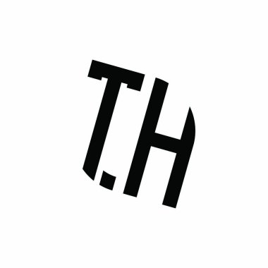 Geometrik şekil vektör monogram tasarım şablonu beyaz arkaplanda izole TH logosu