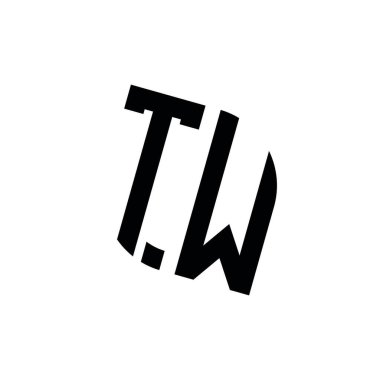 Beyaz arkaplanda izole edilmiş geometrik şekil vektör monogram tasarım şablonu olan TW logosu