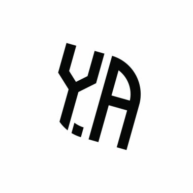 Beyaz arkaplanda izole edilmiş geometrik şekil vektör monogram tasarım şablonuna sahip YA logosu