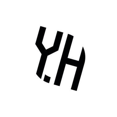 Beyaz arkaplanda izole edilmiş geometrik şekil vektör monogram tasarım şablonu olan YH logosu