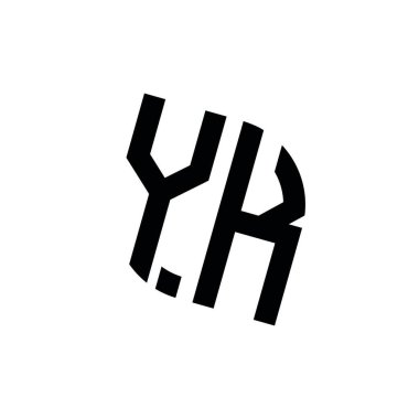 Beyaz arkaplanda izole edilmiş geometrik şekil vektör monogram tasarım şablonuna sahip YK logosu