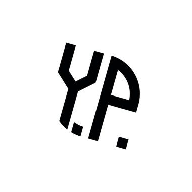 Beyaz arkaplanda izole edilmiş geometrik şekil vektör monogram tasarım şablonu olan YP logosu