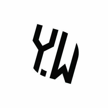 Beyaz arkaplanda izole edilmiş geometrik şekil vektör monogram tasarım şablonu olan YW logosu