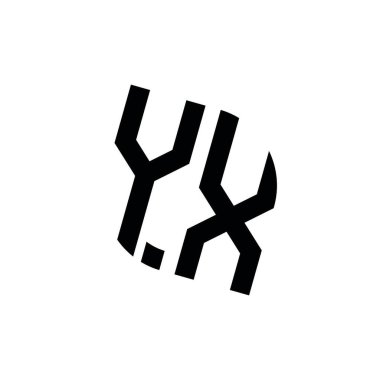 Beyaz arkaplanda izole edilmiş geometrik şekil vektör monogram tasarım şablonu olan YX logosu