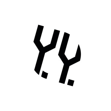 Beyaz arkaplanda izole edilmiş geometrik şekil vektör monogram tasarım şablonuna sahip YY logosu
