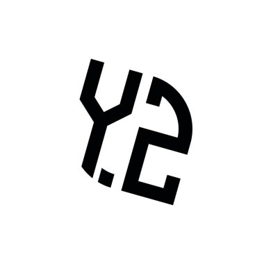 Beyaz arkaplanda izole edilmiş geometrik şekil vektör monogram tasarım şablonuna sahip YZ logosu