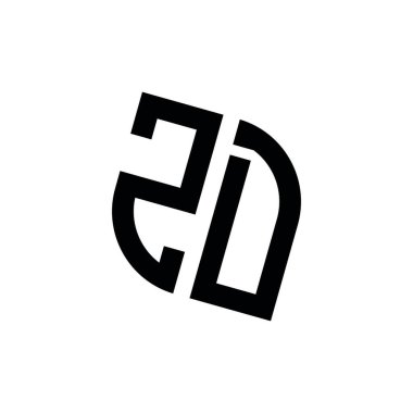 Beyaz arkaplanda izole edilmiş geometrik şekil vektör monogram tasarım şablonu olan ZD logosu