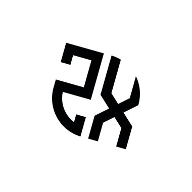 Beyaz arkaplanda izole edilmiş geometrik şekil vektör monogram tasarım şablonu olan ZX logosu
